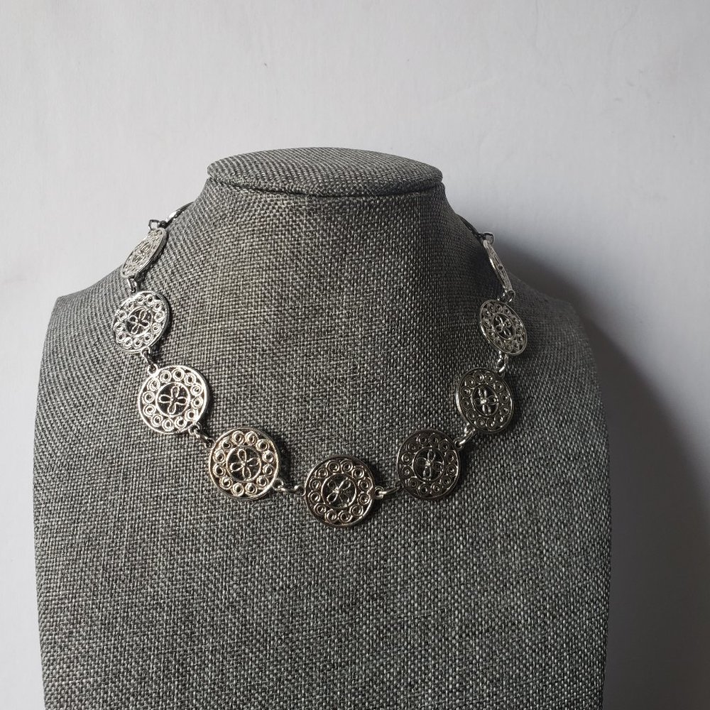 Vintage Silver Circular Link Adjustable Choker